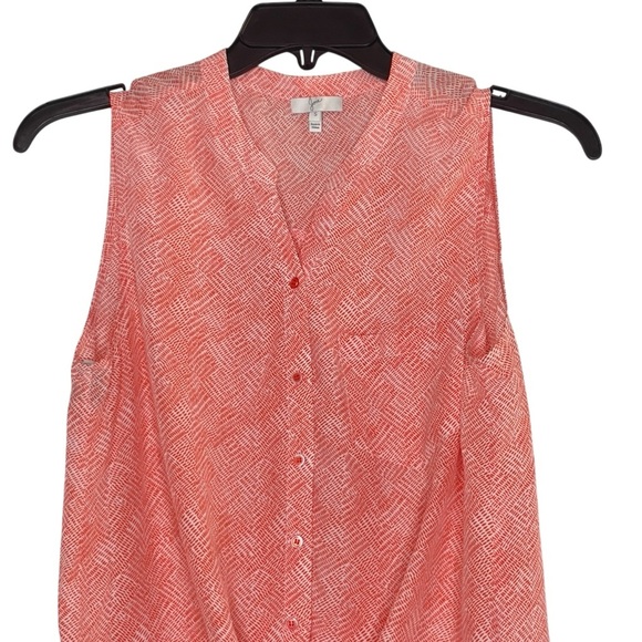 Joie Edalette Silk Tie Front Sleeveless Button Up Tank Orange Size S - Picture 4 of 10